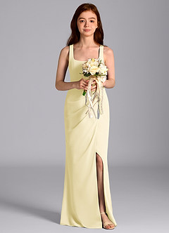 Azazie Mero Junior Lemon Sorbet Mermaid Pleated Chiffon Dress image1