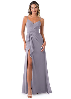Azazie Emerald Bridesmaid Dresses Fog A-Line Ruffled Chiffon Dress image2