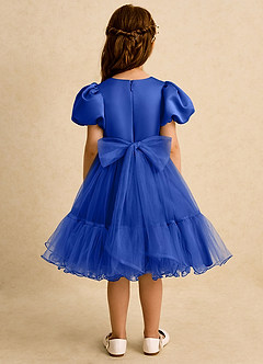 Azazie Cocoa Flower Girl Dresses Royal Blue Ball-Gown Pleated Tulle Dress image6