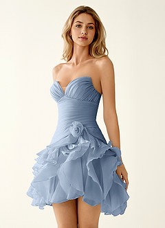 Rentina Azul Polvoriento Vestido corto de tul para gala image4