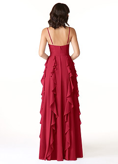 Azazie Peyton Bridesmaid Dresses Scarlet A-Line Ruched Chiffon Dress image2