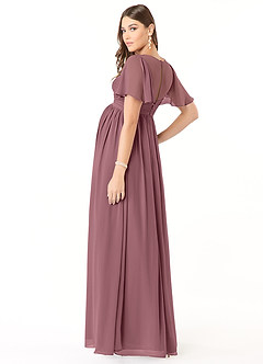 Azazie Verna Maternity Bridesmaid Dresses A-Line V-Neck Ruched Chiffon Floor-Length Dress image4