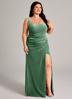Azazie Mero Bridesmaid Dresses Eucalyptus Mermaid Pleated Velvet Dress image10