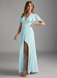 Azazie Zaniah Bridesmaid Dresses Sea Glass A-Line Chiffon Dress image5
