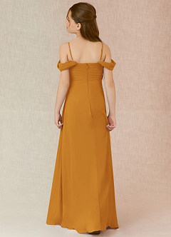 Azazie Kaitlynn Junior Butterscotch A-Line Off the Shoulder Chiffon Dress image2
