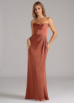 Azazie Johana Bridesmaid Dresses Clay Mermaid Off the Shoulder Stretch Satin Convertible Dress image5