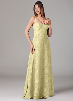 Azazie Valentine Bridesmaid Dresses Lemon Sorbet A-Line Sweetheart Neckline Floral Burnout Dress image3