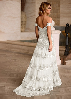 Jenna Hvid Flæset Glitter Havfrue Gallakjole image5