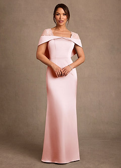 Azazie Henrieta 신부의 어머니 드레스 쉬스 레이스 스트레치 새틴 플로어 길이 드레스 image1