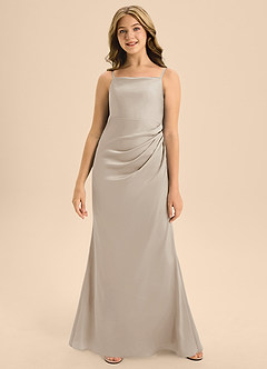 Azazie Renna Junior Frost A-Line Pleated Stretch Satin Dress image4