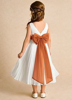 Azazie Margot Flower Girl Dresses Ivory Cinnamon A-Line Pleated Chiffon Dress image5