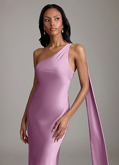 Azazie Galinda Brudtärnklänningar Klä av Sjöjungfru i Stretch Satin Ena axeln Blåregn image3