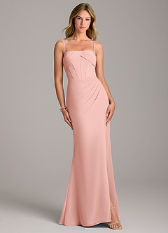 Azazie Chantel Bridesmaid Dresses Rosette Sheath Strapless Chiffon Convertible Dress image4