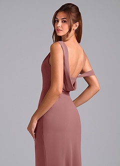 Azazie Madelyn Bridesmaid Dresses Desert Rose Mermaid One Shoulder Chiffon Convertible Dress image2