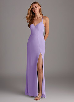 Azazie Manila Bridesmaid Dresses Lilac Sheath V-Neck Chiffon Dress image3