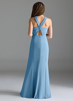 Azazie Rue Junior Steel Blue Mermaid Side Slit Chiffon Dress image2