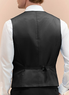 front James Black Structured Stretch Suit Vest
