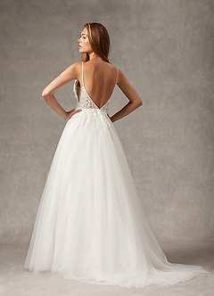 Azazie Celandine Wedding Dresses Diamond White A-Line V-Neck Sequins Tulle Dress image3
