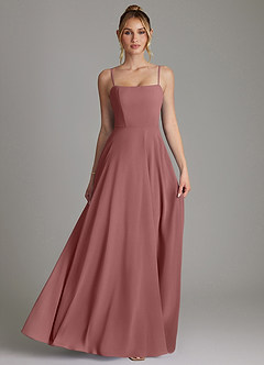 Azazie Elita Bridesmaid Dresses Desert Rose A-Line Pleated Chiffon Dress image4
