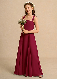 Azazie Tater Girls Formal Blumenmädchenkleider A-Linie Plissee Chiffon Kleid Burgunderrot image5