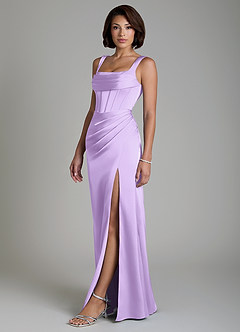Azazie Amora Robes de demoiselle d'honneur Robe Sirène en Satin extensible Corset Lilas image6