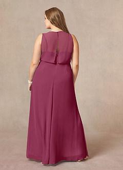 Azazie Marchioness Mother of the Bride Dresses Mulberry A-Line Scoop Pleated Chiffon Dress image8