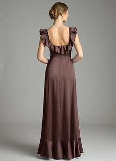 Azazie Lyra Bridesmaid Dresses Ganache A-Line Off the Shoulder Stretch Satin Convertible Dress image8