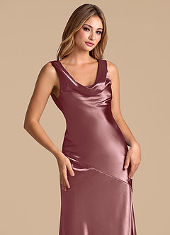 Azazie Rylina Bridesmaid Dresses Vintage Mauve Mermaid Metallic Satin Dress image7