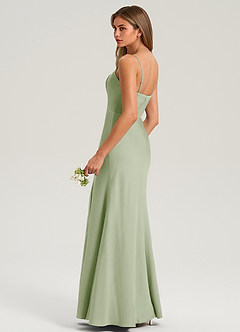 Azazie Lidia Bridesmaid Dresses Dusty Sage Mermaid Side Slit Stretch Satin Dress image6