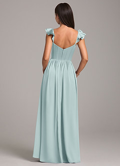 Azazie Denisse Bridesmaid Dresses Mist A-Line Ruched Stretch Satin Dress image2