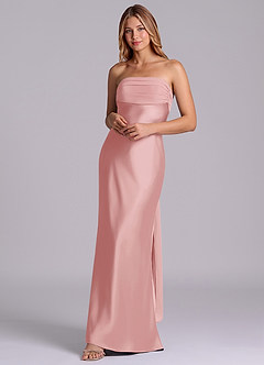 Azazie Ailanie Brudtärnklänningar Klä av Tubklänning i Stretch Satin Axelbandslös Puderrosa image3