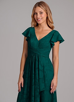 Azazie Omari Jurken voor bruidsmeisjes Jurk van Bloemen Burn-out met A-Lijn Geplooid Pijnboom image2