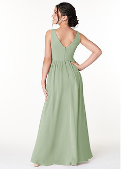 Azazie Sawyer Junior Dusty Sage A-Line Pleated Chiffon Dress image2