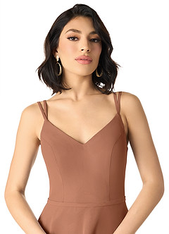 Azazie Janine Bridesmaid Dresses Bronzer A-Line V-Neck Chiffon Dress image3