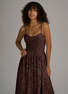 Azazie Lettie Bridesmaid Dresses Ganache A-Line Corset Floral Burnout Dress image2