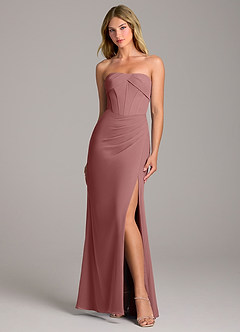 Azazie Chantel Bridesmaid Dresses Desert Rose Sheath Strapless Chiffon Convertible Dress image1