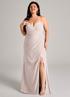 Azazie Maci Bridesmaid Dresses Rose Petal Sheath Pleated Chiffon Dress image8
