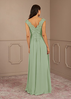 Azazie Amethyst Mother of the Bride Dresses Dusty Sage A-Line V-Neck Sequins Chiffon Dress image6