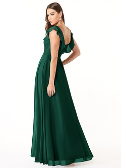 Azazie Jinny Bridesmaid Dresses Emerald A-Line Square Neckline Ruched Chiffon Dress image4