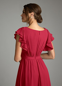 Azazie Daphne Modest Bridesmaid Dresses A-Line Ruffled Chiffon Floor-Length Dress image6