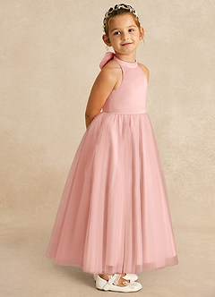 Azazie Bev Flower Girl Dresses Rosette A-Line Convertible Tulle Dress image8