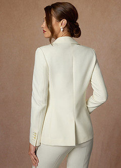 front Charlotte Ivory Refined Weave Blazer