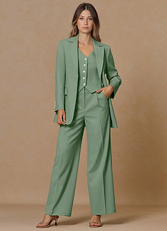 front Rowan Matcha Traje de tres piezas de alto rendimiento con tejido refinado
