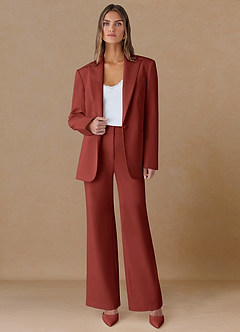 front Marina Terracotta Pantalon droit en tissu raffiné