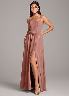 Azazie Kailee Bridesmaid Dresses Cedar Rose A-Line with Pockets Chiffon Dress image5