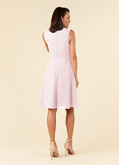 Azazie Theron Mother of the Bride Dresses Blushing Pink A-Line V-Neck Pleated Chiffon Dress image2