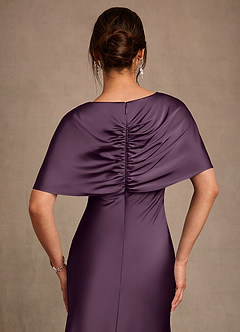 Azazie Dosia 신부의 어머니 드레스 쉬스 주름진 스트레치 새틴 플로어 길이 드레스 image5