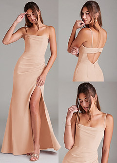Azazie Leonis Bridesmaid Dresses English Rose Sheath Strapless Chiffon Convertible Dress image9