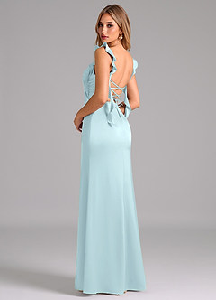 Azazie Jessamine 신부 들러리 드레스 쉬스 코르셋 스트레치 새틴 바닥 길이 드레스 image2