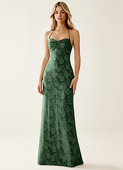 Angena Eucalyptus Jacquard Opne Back Party Dress image5